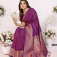 Vedant Vastram Soft Litchi Silk Banarasi Silk Saree - Purple | Swadesiicart