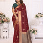 Vedant Vastram Soft Litchi Silk Banarasi Silk Saree - Maroon | Swadesiicart