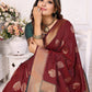 Vedant Vastram Soft Litchi Silk Banarasi Silk Saree - Maroon | Swadesiicart