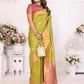 Vedant Vastram Soft Litchi Silk Banarasi Silk Saree - Olive | Swadesiicart