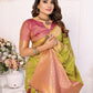 Vedant Vastram Soft Litchi Silk Banarasi Silk Saree - Olive | Swadesiicart