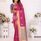 Vedant Vastram Soft Litchi Silk Banarasi Silk Saree - Pink | Swadesiicart