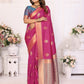 Vedant Vastram Soft Litchi Silk Banarasi Silk Saree - Pink | Swadesiicart