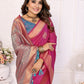 Vedant Vastram Soft Litchi Silk Banarasi Silk Saree - Pink | Swadesiicart