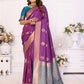 Vedant Vastram Soft Litchi Silk Banarasi Silk Saree - Purple | Swadesiicart