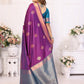 Vedant Vastram Soft Litchi Silk Banarasi Silk Saree - Purple | Swadesiicart