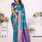 Vedant Vastram Soft Litchi Silk Banarasi Silk Saree - Rama | Swadesiicart