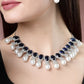 NVR Women's Silver-Plated Blue American Diamond Studded Handcrafted Jewellery Set - NR Retail-NVR