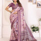 Joban Fashion Purple Floral Print pattern Banarasi Silk Sarees | Swadesiicart