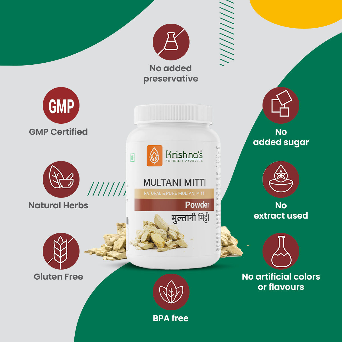 Krishna'S Herbal & Ayurveda Multani Mitti Powder | Swadesiicart
