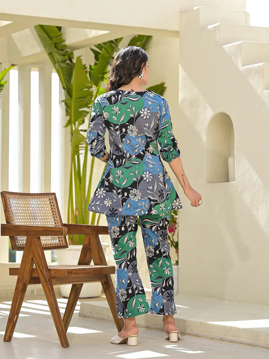 Yufta Multi Cotton Ethnic Motifs Print Co-Ord Set - Swadesiicart