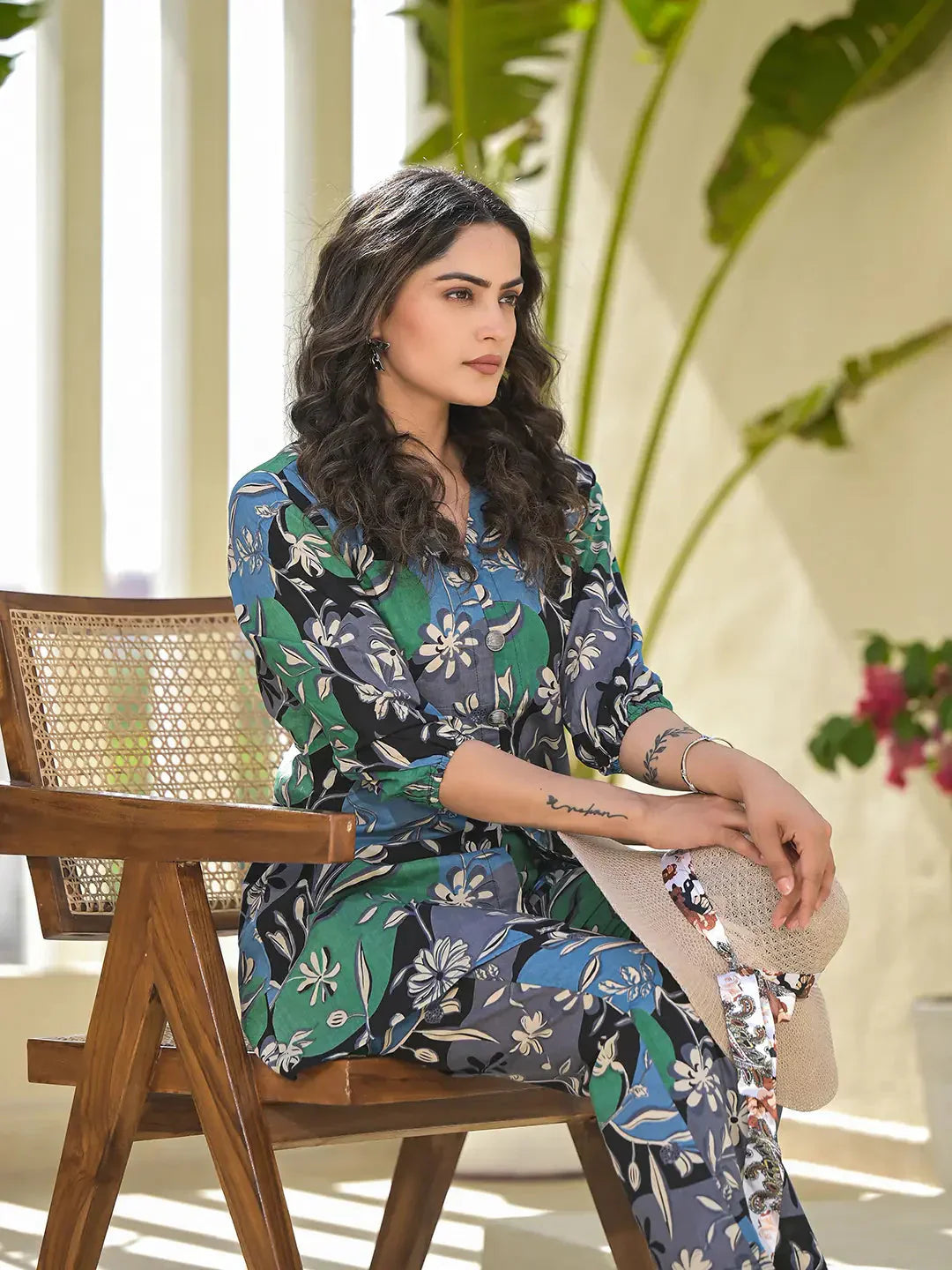 Yufta Multi Cotton Ethnic Motifs Print Co-Ord Set - Swadesiicart