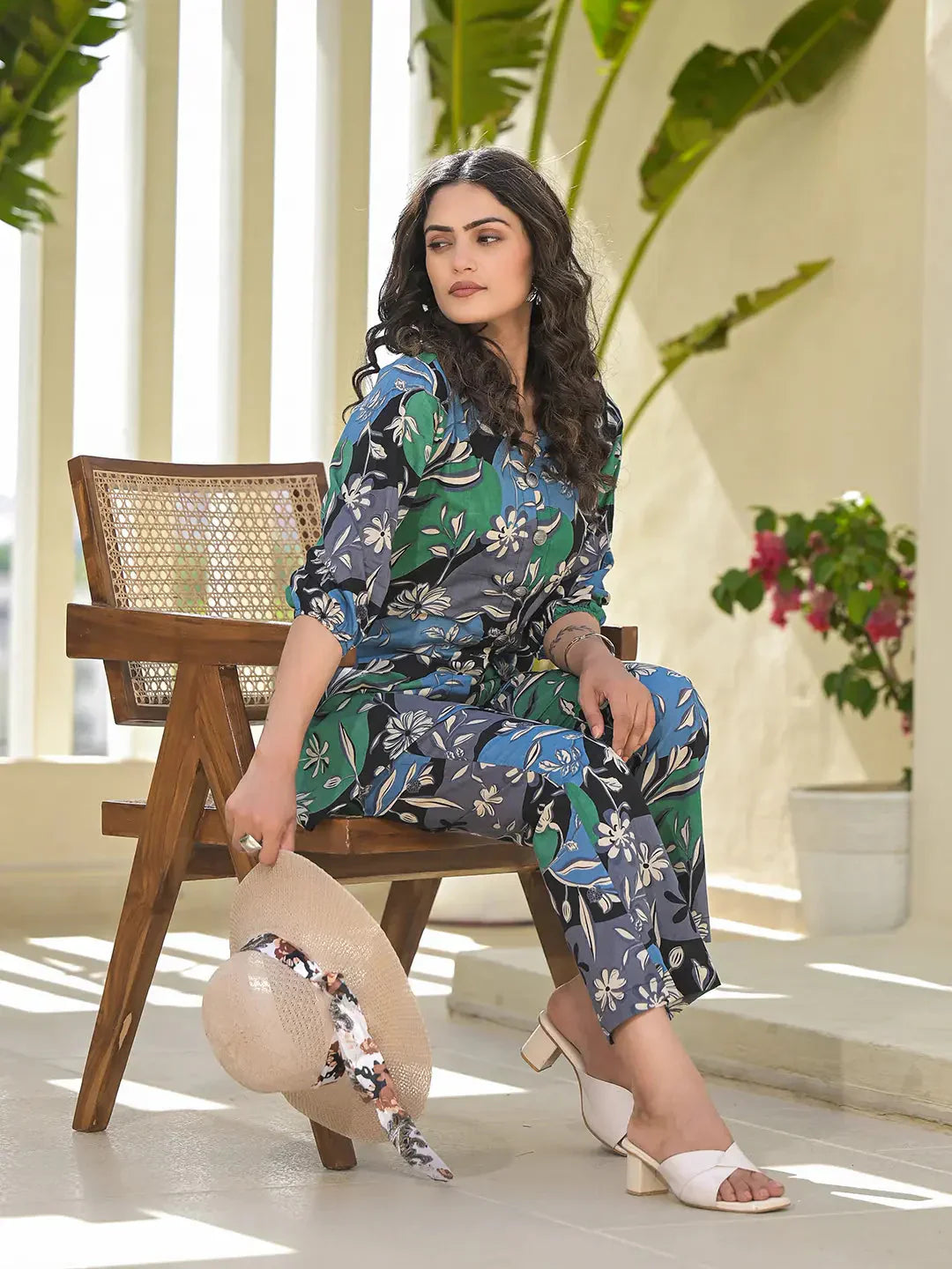 Yufta Multi Cotton Ethnic Motifs Print Co-Ord Set - Swadesiicart