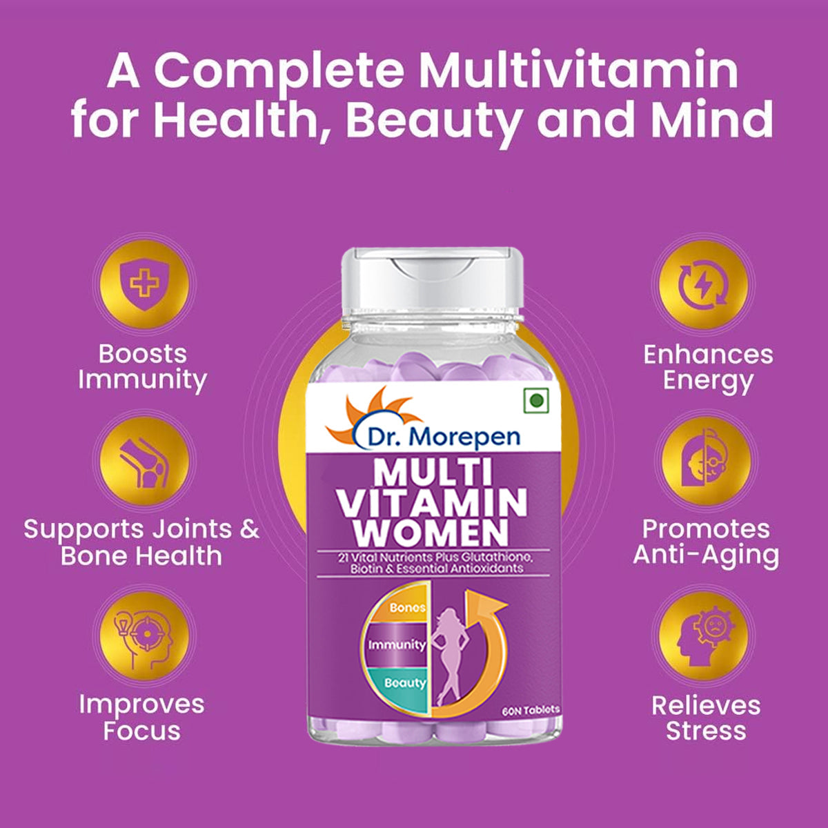 Dr Morpen Iron & Zinc + Multivitamin Women Tablets Combo | Swadesiicart