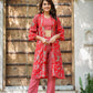 Yufta Muslin Red Co-ord Set With Crop Top And Pant - Swadesiicart