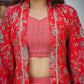 Yufta Muslin Red Co-ord Set With Crop Top And Pant - Swadesiicart