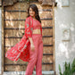 Yufta Muslin Red Co-ord Set With Crop Top And Pant - Swadesiicart
