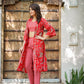 Yufta Muslin Red Co-ord Set With Crop Top And Pant - Swadesiicart