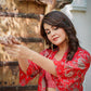 Yufta Muslin Red Co-ord Set With Crop Top And Pant - Swadesiicart