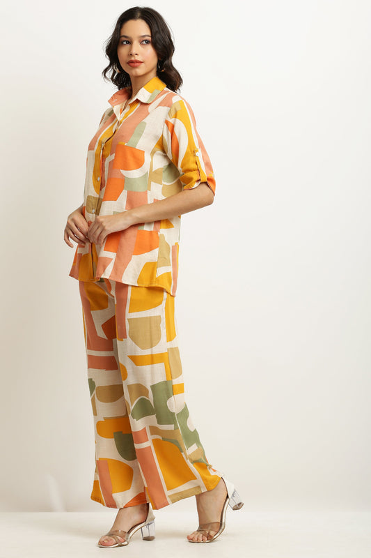 PAVONINE Mustard Color Doremon Printed Cord Set For Women - Swadesiicart