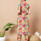 Yufta Mustard Floral Print Hand Work On Yoke Cotton Co-Ord Set - Swadesiicart