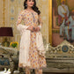 Yufta Mustard Leaf Print Zari Work Anarkali Kurta Trouser With Dupatta Set - Swadesiicart