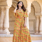 Yufta Mustard Printed Jumpsuit - Swadesiicart