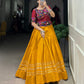 Lorenvalley Pure Cotton Mustard Plain With Gota Patti Touch Up Lehenga Choli | Swadesiicart
