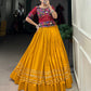 Lorenvalley Pure Cotton Mustard Plain With Gota Patti Touch Up Lehenga Choli | Swadesiicart