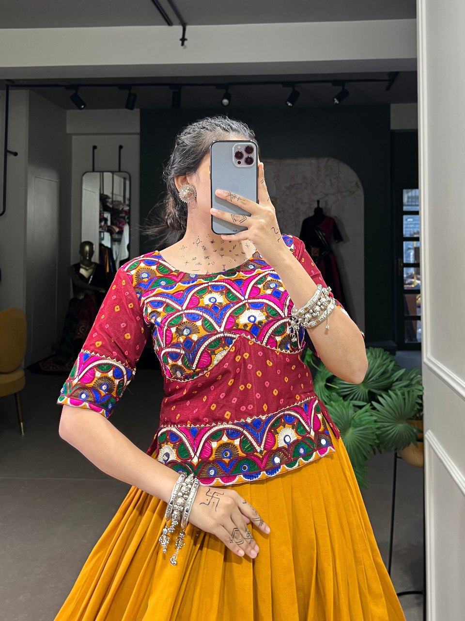 Lorenvalley Pure Cotton Mustard Plain With Gota Patti Touch Up Lehenga Choli | Swadesiicart