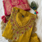 Lorenvalley Fashion Mustard Roman Silk Hand Work Kurta Pant with Dupatta - Swadesiicart
