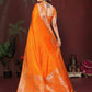 Anaita Mustard Zari Weaving Work Satin Silk Saree With Blouse