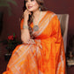 Anaita Mustard Zari Weaving Work Satin Silk Saree With Blouse