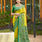 Anaita Mustard Soft Silk Saree With Floral Printed Work With Blouse