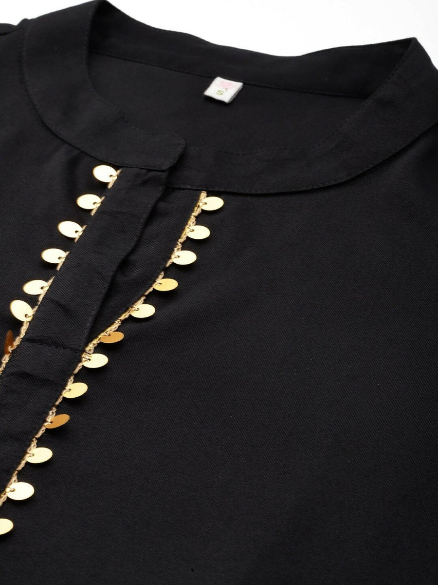 Ahalyaa Women Regular Sequinned Kurta with Trousers & With Dupatta - Black Color | Swadesiicart