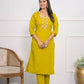 Yellow Viscose Silk Embroidery with Thread and sequence Stitched Suit With Dupatta - Tanisha | Swadesiicart