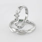 VOJ Stainless Steel Cubic Zirconia Silver Plated Adjustable Ring Set for Couple | Swadesiicart