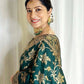 DEIANA'S Beautiful Designer Golden zari Soft Lichi Silk Saree - Teal - Swadesiicart