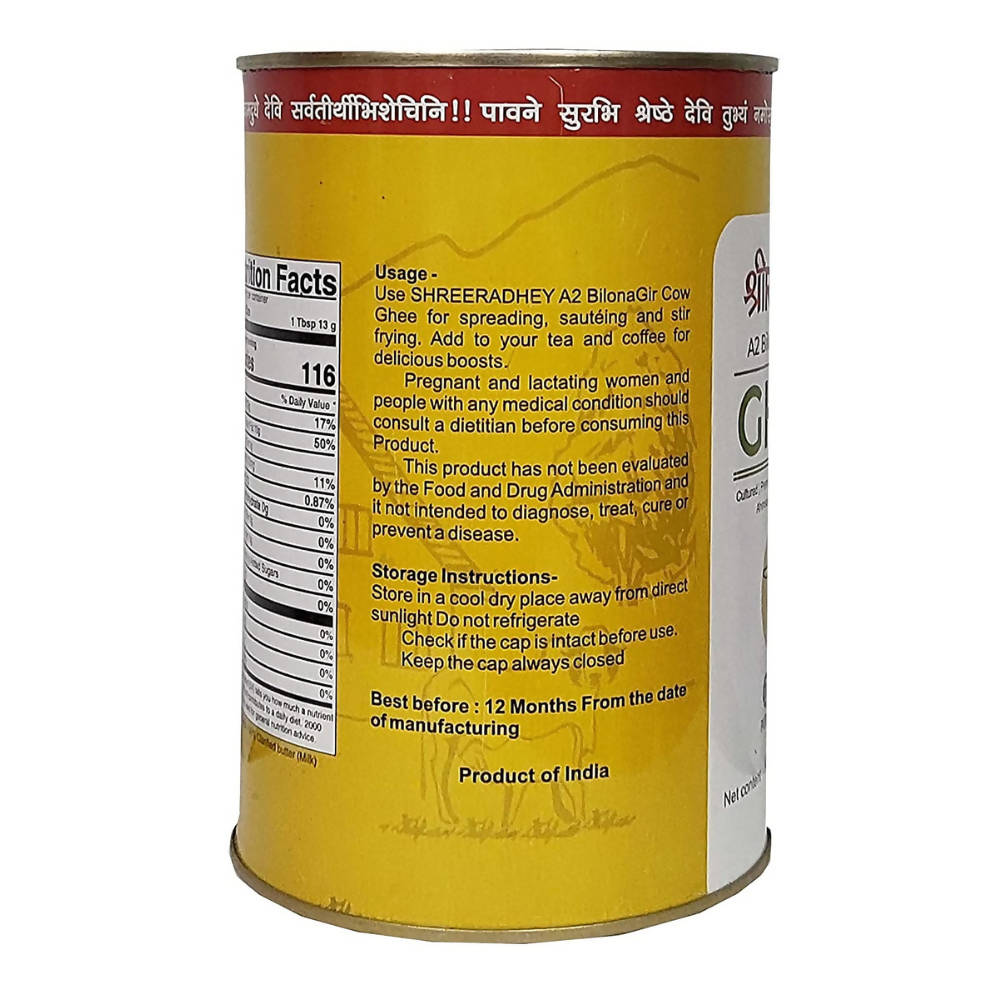 Shreeradhey A2 Bilona Gir Cow Ghee | Bilona Ghee 100% Pure | Churned From Curd | Homemade Organic Authentic Cow Ghee - Swadesiicart