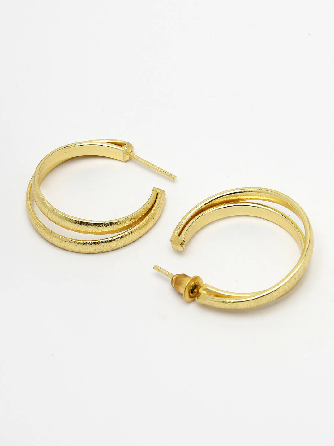 NVR Women Gold-Polished Alloy Circular-Shaped Half Hoop Earrings - Swadesiicart