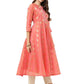 Ahalyaa Women Peach Chanderi Jacquard Woven Dress | Swadesiicart