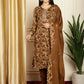 Jyoti Fashion Women's Brown Pashmina Floral Digital Printed Kurta with Trouser & Dupatta | Swadesiicart