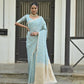 Vishnu Weaves Women's Firozi Premium Tussar Silk Saree with Blouse - Swadesiicart