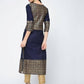 Aniyah Cotton Block Printed Navy Blue Latest Straight Kurta (AN-133K)