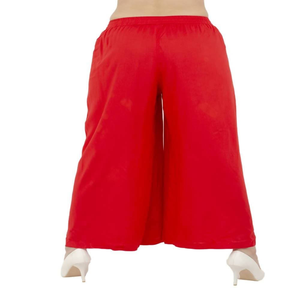 Lagi Women's Red Solid Palazzo (PLZ03B) | Swadesiicart