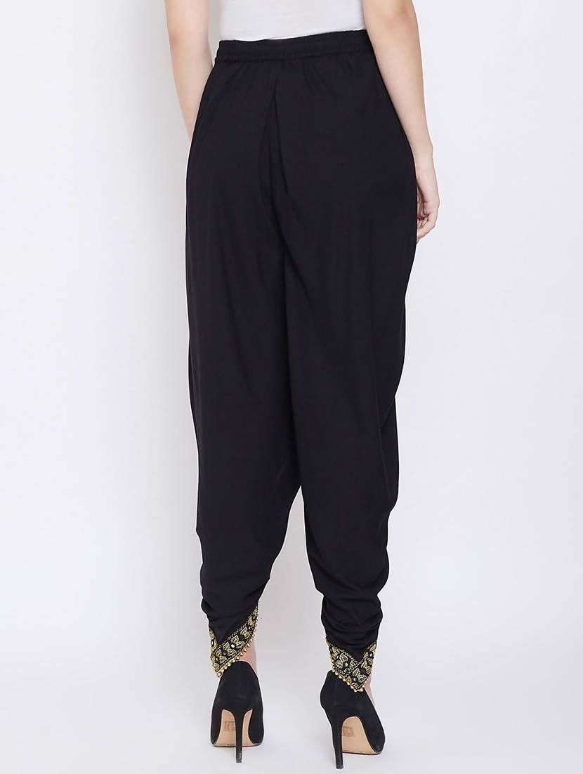 Indian Clothing Cheera Women’s Black Dhoti With Golden Lace - Swadesiicart