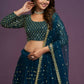 Blue Georgette Embroidery Sequence Work Lehenga Choli Set - Jihu Culture