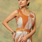 Orange Polyester Solid Ready to Wear Saree with stitched Blouse - Aayan | Swadesiicart