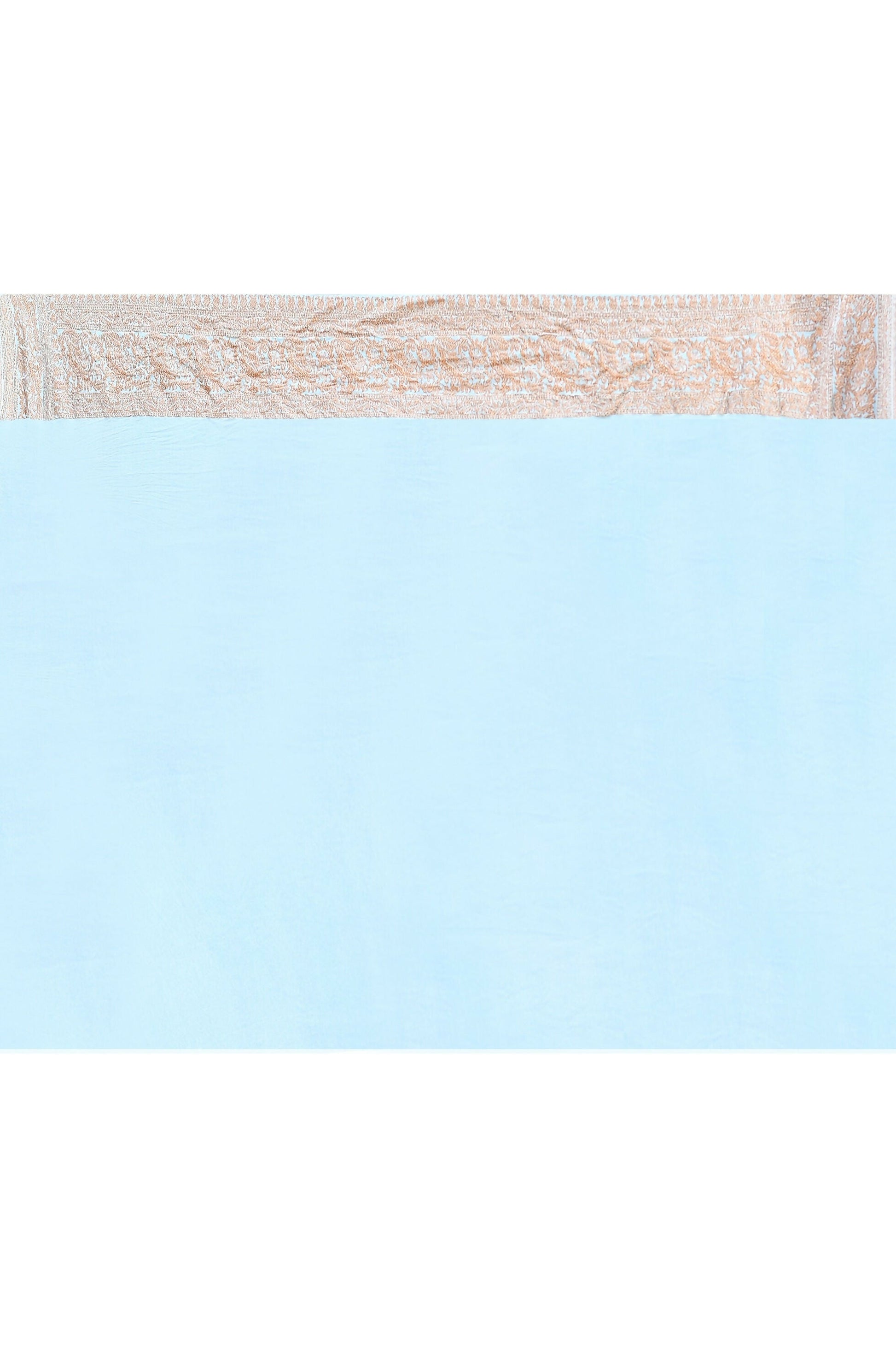 Joban Fashion Light Sky Blue Crepe Chiffon Pure Handloom Banarasi Silk Saree | Swadesiicart