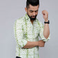 Miravan Men's Premium Green and White Slim Fit Tie Dye Cotton Shirt | Swadesiicart